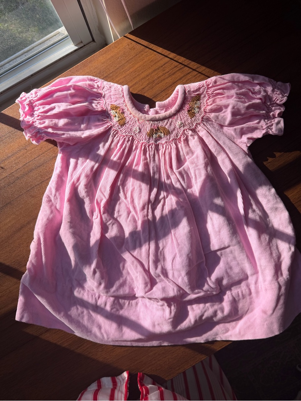 Pink Smocked Puff Sleeve Baby Dress